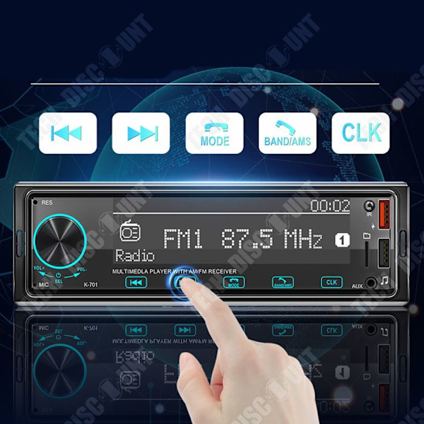 TD® Bilradio Bluetooth 2.5D touchscreen MP3-afspiller bilradio bluetooth bilplacering syv farver lys