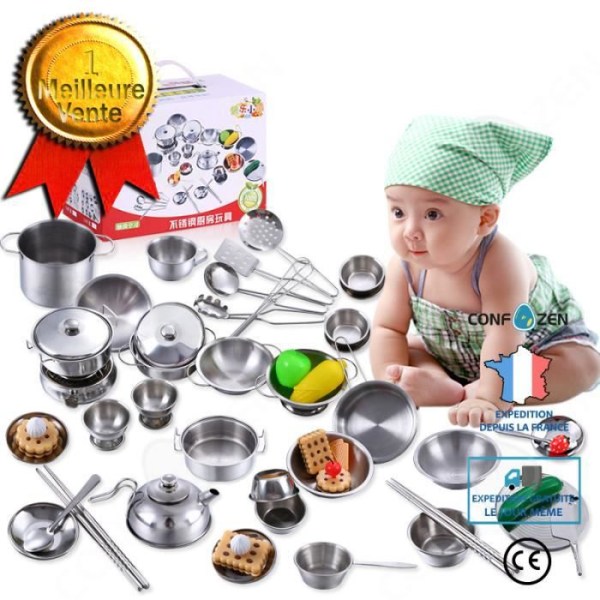 CONFO® 25 stycken köksleksaker för barn, köksleksaker för barn, köksredskap och rostfria bestick
