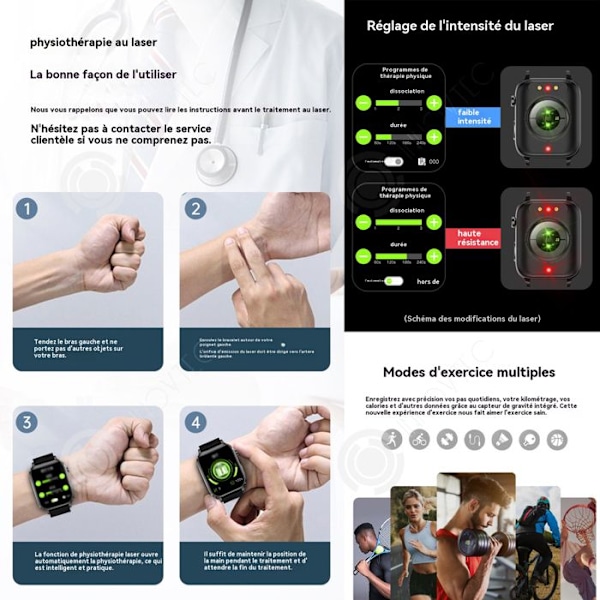 INN Smart Watch 5-9 timmar kontinuerligt Använd smartwatch bluetooth-klocka hälsoövervakning träningsfrekvensklocka