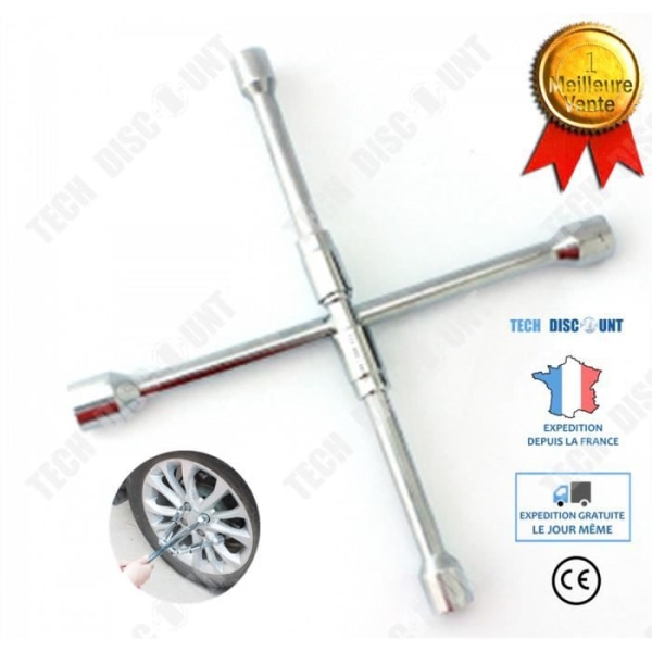 TD® Cross Wrench Car Universal Förstärkt Vikbar Nödverktyg Reparation Däck Hjul Självåtdragande Silver Solid Mutter