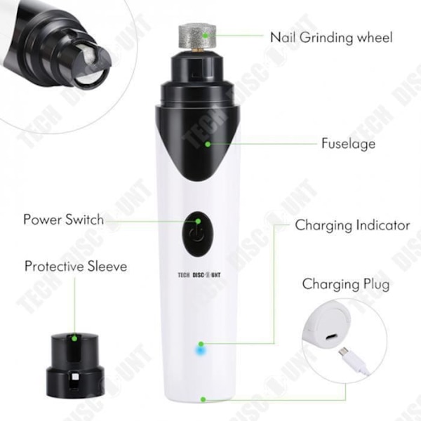 TD® Håndholdt kløe til hunde og katte, genopladelig til dyrekløer, negleklipper med USB-oplader, trådløs til grooming, fil og rengøring, glat.