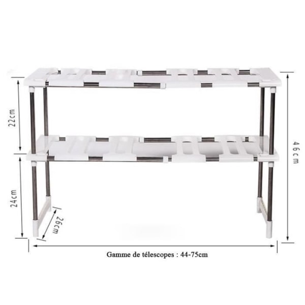 Køkkenhylder TD® 2 niveauer Sammenklappelig og justerbar Multifunktionel opbevaringshylde