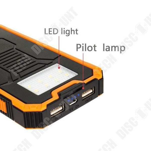 TD® Aurinkosähkön Latauslaite Power Bank Kannettava Varavirtaakku Säänkestävä 8 LED Kaksois-USB 15000mAh