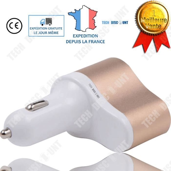 TD® Dual USB billaddare cigarettändare en för två multifunktions mobiltelefon laddningshuvud snabb plug in