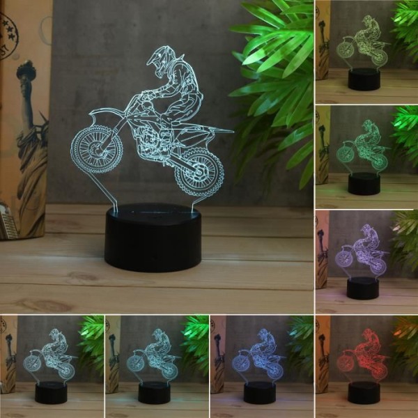 TEMPSA 3D motorcykellampa LED-lampa illusion Skulptur Ljus Present nattlampa 7 färger