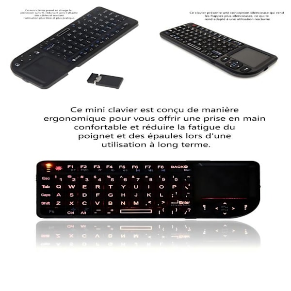 Trådlöst tangentbord - INN® - Mini QWERTY - Färgbelyst - 76 tangenter - Ergonomisk design