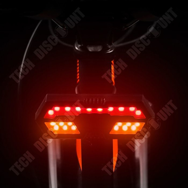 TD® Etäohjattava takavalon USB-ladattava vedenpitävä 40 LED:n korostettu takavalomerkki äänimerkillä