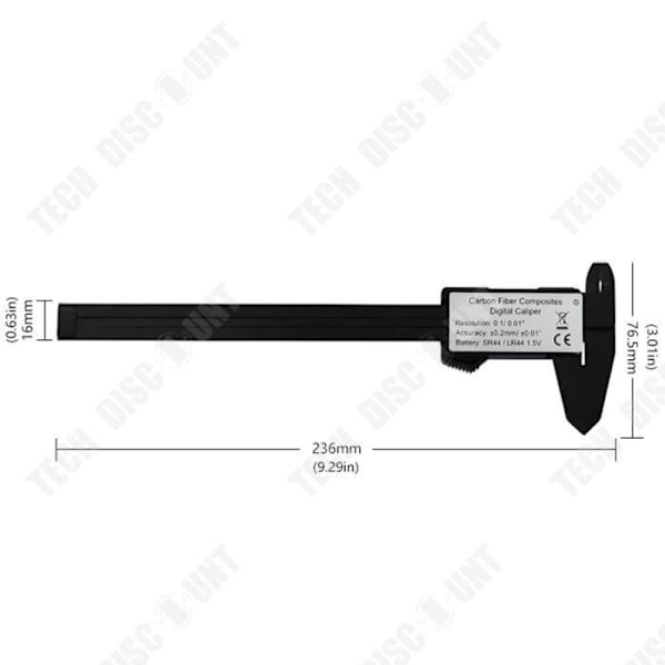 TD® Digital elektronisk skydemål 0-150mm måler indre og ydre diameter skydemål i kulfiber