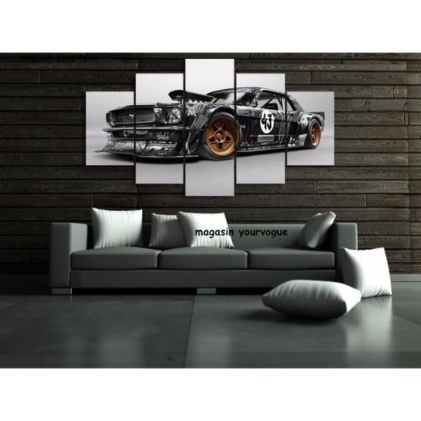 Väggkonstbilder för vardagsrum 5 delar Ford Mustang Rtr bilmålning Canvas HD-tryckt utan ram