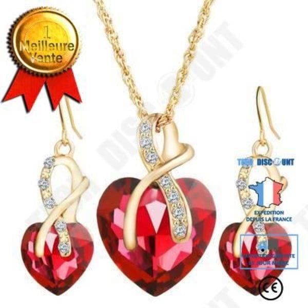 TD® Zircon Heart Hänge Set - Kristall - Strass Smyckesset Halsband Örhängen Present för kvinnor Chic och raffinerad stil