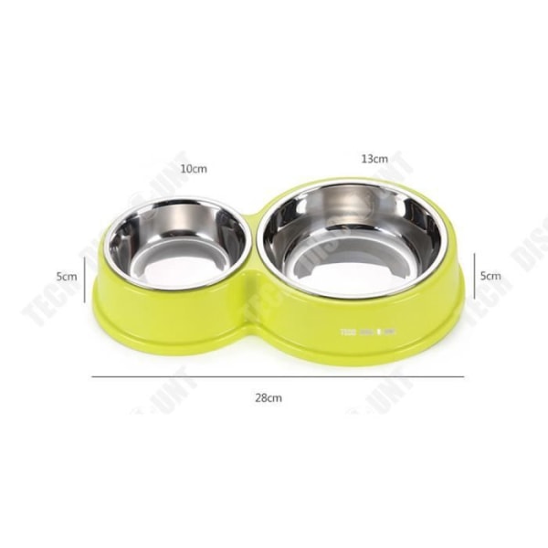 TD® Hundskål med dubbla fack ultra-resistent anti bite rosa färg rostfritt stål designtillbehör testad godkänd