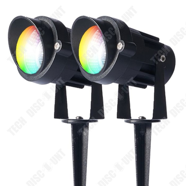 TD 2Pack 6W RVB Stikkontakt Lys IP65 Udendørs Vandtæt Landskabs Projektør LED Farverig Projektør Vandtæt Have Plæne Lys