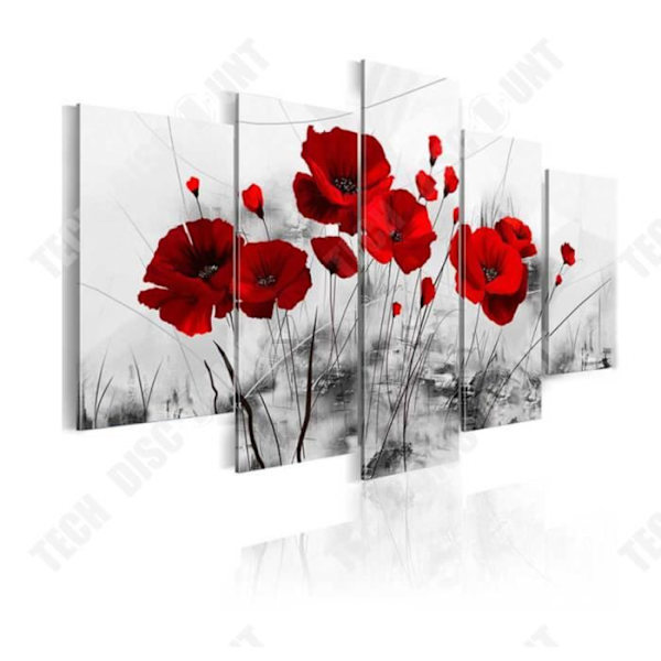 TD® Abstrakt blomster maleri i tre moderne og enkle farver i fem dele 30x40cmx2 30x60cmx2 30x80cmx1