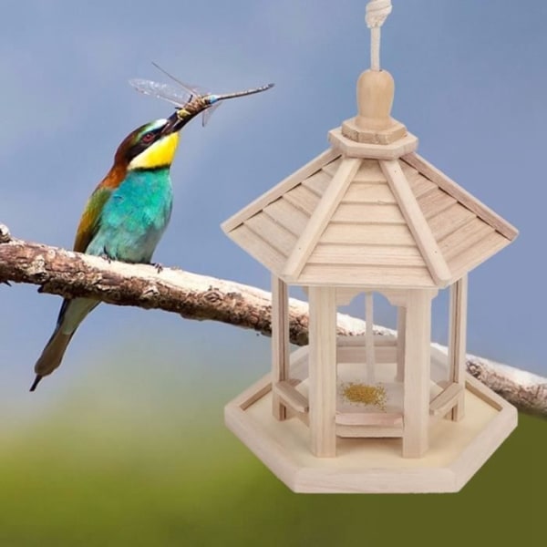 SURENHAP fågelmatare Transparent hängande fågelmatare av trä i plast, fodral för djuraffär