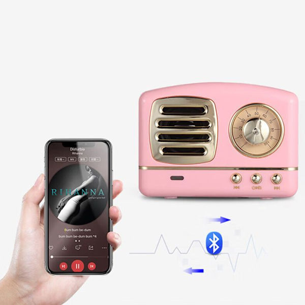 LCC® Mini Bluetooth-kaiutin V4.1 Vintage Akustinen Hifi Stereo Kantava Langaton - Vaaleanpunainen