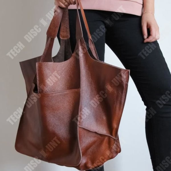 TD® New Fashion Retro Enkel storväska Mjukt läder Stor kapacitet En axel Bärbar Tote Hink Big Bag