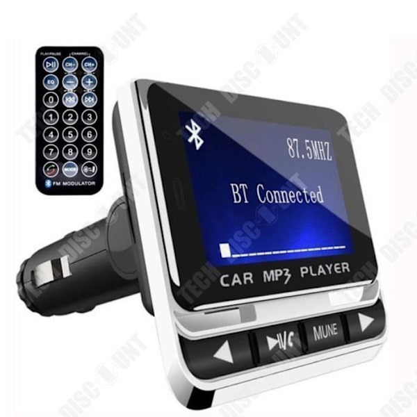 TD® FM Bluetooth transmitter bil cigarettænder fjernbetjening håndfri funktion opkaldsmotagning skærm MP3 audio video