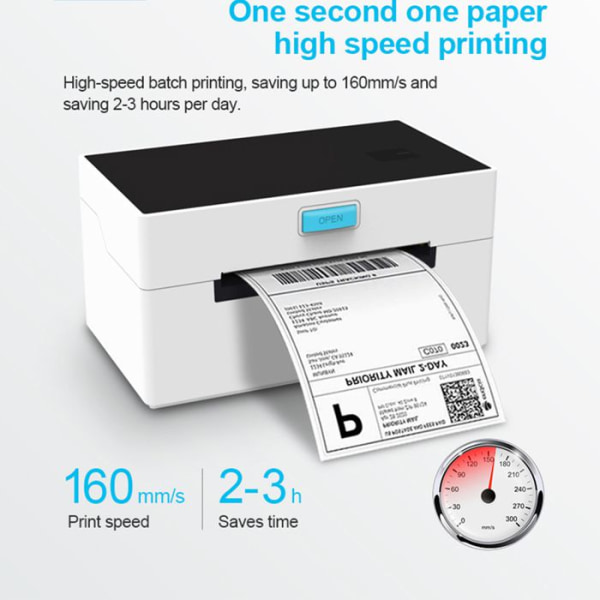 Etiketprinter - TD® - USB + Bluetooth - Termisk udskrift - Mange forbindelser - 100mm max