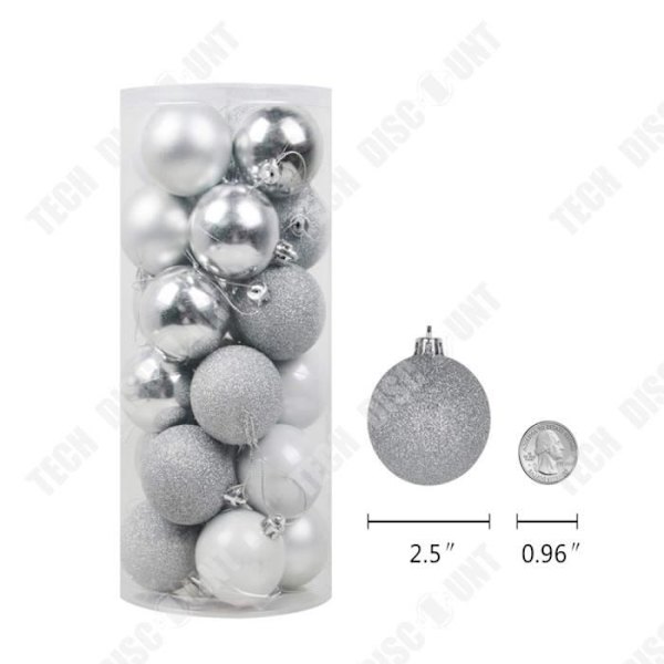 TD® 24 ST 4 cm Moderna glänsande julgran/kulor Bröllopsfest Hängande prydnad Juldekoration Tillbehör Silver