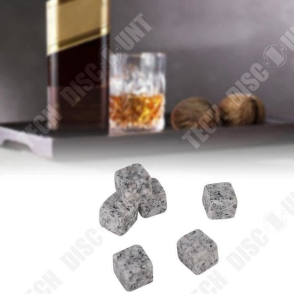 TD® 6 Faux Glaçons i Grå, Sort og Hvid Granit til Whisky Is i Kubusform Alternativ Genanvendelig Bevaring