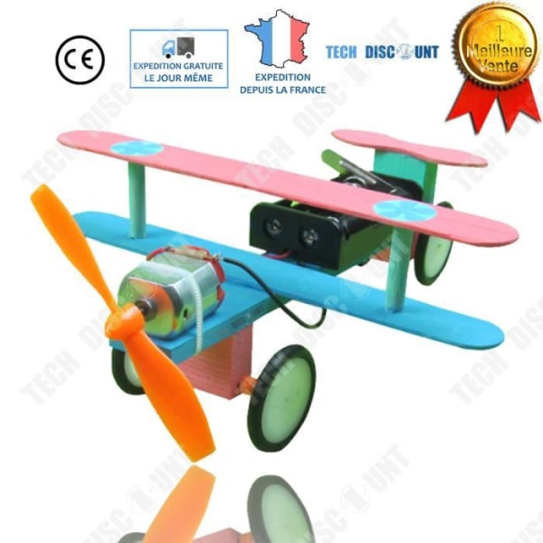TD® Elektrisk DIY Flygplan Leksak Barnhand Biplan Intellektuell utveckling Vetenskaplig experimentell modell Utbildningsspel