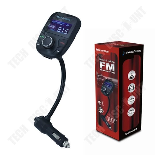 TD® Bluetooth FM-sändare fjärrstyrd musikkontroll handsfree-sats FM-radioanslutning multifunktionscigarrtändare