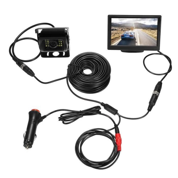 Backkamera IR bakåtsikt + 5 tum LCD-skärm för bil lastbilsbuss