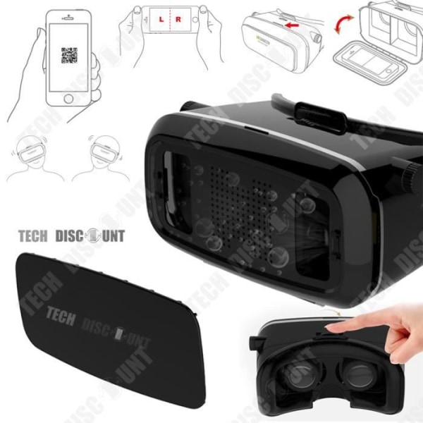 TD® Headset VR-glasögon, 360° panoramaläge för 3,5-6" mobiltelefoner