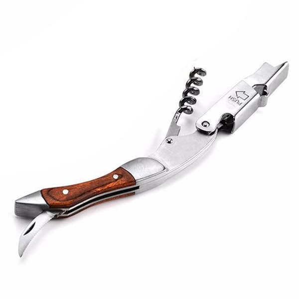 TD® Korkåbner Vinåbner Multifunktionelt Kniv Rustfrit Stål Dobbelt Korktrækker i Massivt Træ Køkken Manuel Flaskeåbner