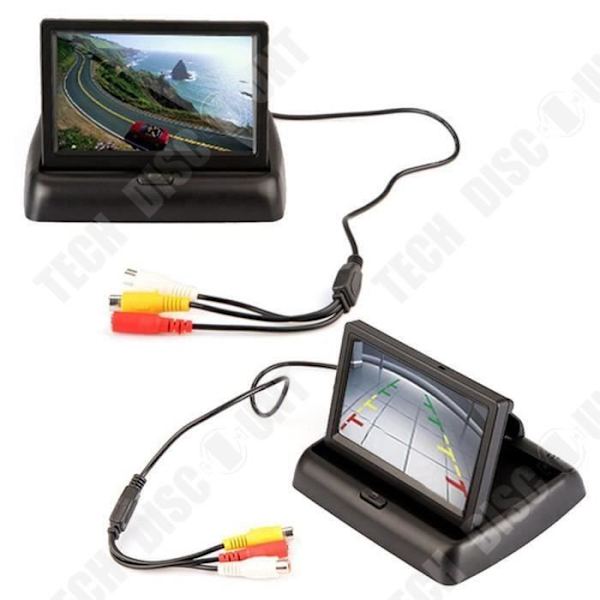 TD® Bakspejlskamera til bil 170° 8LED natkamera & 4.3" foldbart LCD-monitor Bakspejlskamera med monitor til bil