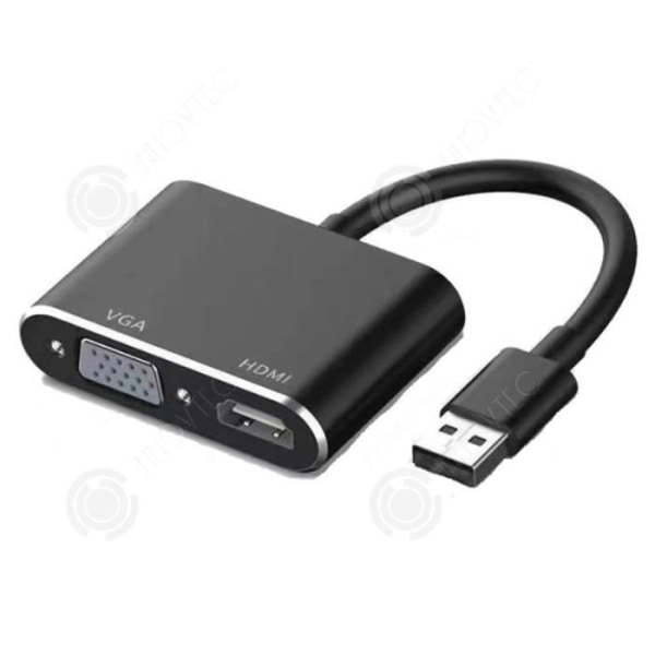 INN® USB3.0 till HDMI-gränssnitt VGA-omvandlare Svart kopparkärna projektor Externt grafikkort Extern adapterkabel