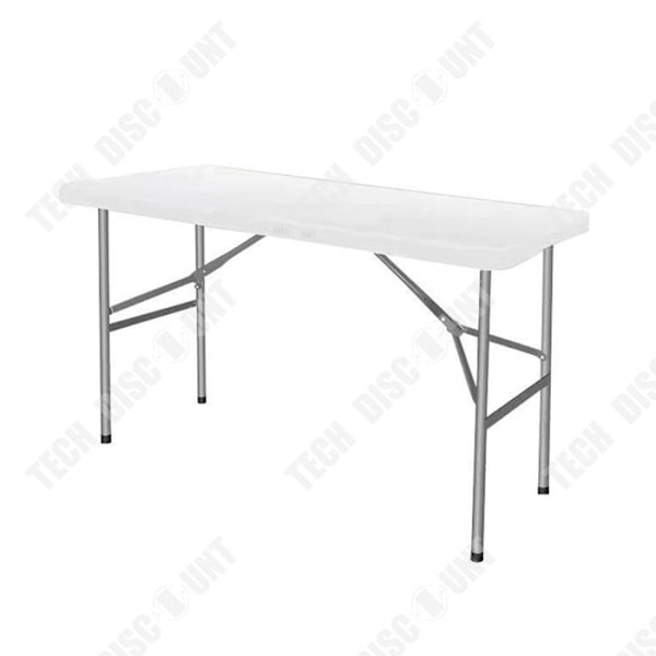 Foldable reception table 122 CM for 4 people Steel reception table Polyethylene top White reception table