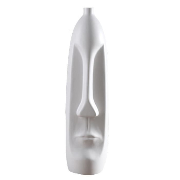 Dekorativ vase - Luksus - Ansigt i keramik - Hvid - Emaljeret - Minimalistisk stil