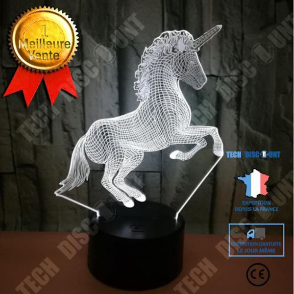 TD® Burst textur bas 3d enhörning led nattlampa 7 färg touch bordslampa present