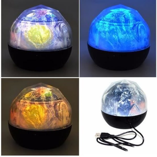YOYOO Nattljus Planet Projektor Jord LED-lampa Färgglad Roterande Blinkande Stjärnhimmel Projektor Barn Baby Julklapp