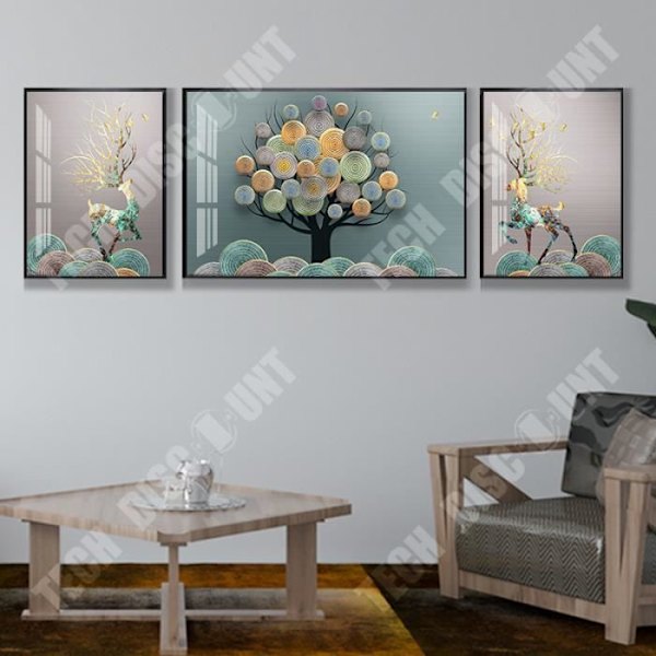 TD® Dekorative malingeri stue geometrisk dekorativ maling abstrakt kunst sofa baggrund vægmaleri model værelse triptyque mu