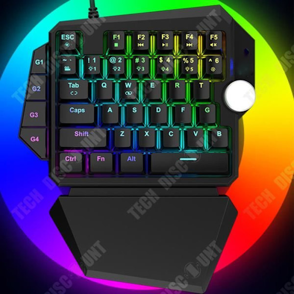 TD® Spelklaviaturer med en hand Trådad med spel-specifikt handledsstöd RGB-bakgrundsbelysningseffekt