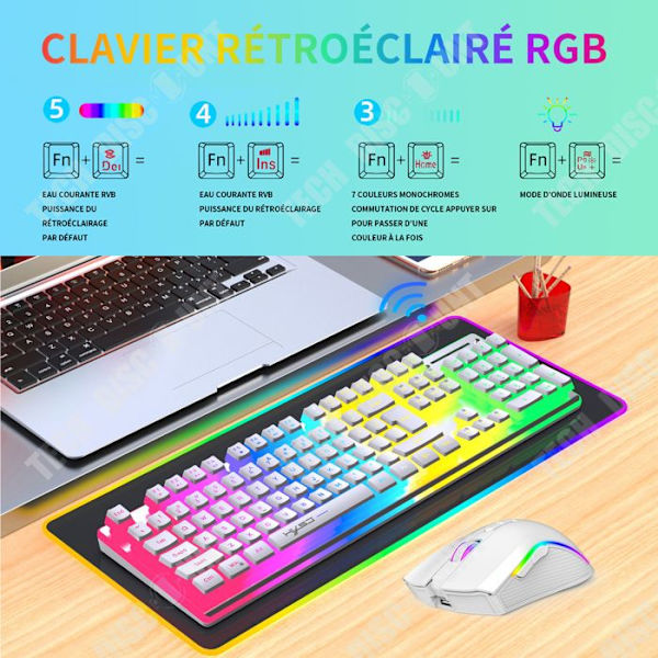 Clavier QWERT ZENTAVO 104 taster gamer mekanisk tastatur bluetooth tastatur trådløs mus sæt tastatur mus