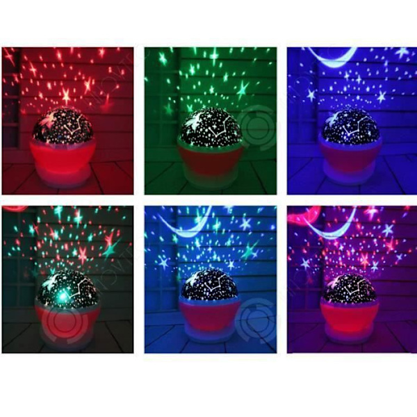 INN Cool roter natlampe stjernehimmel projektion enhjørninge barn baby søvn romantisk LED lampe (Rosa)
