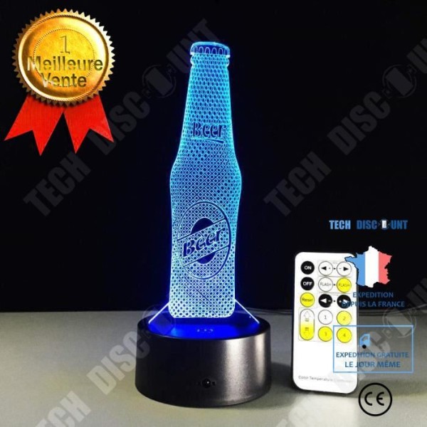TD® Optisk bordslampa dekorativ touch 7 färger optisk illusion - flaskmodell - låg förbrukning USB-kabel AC-uttag
