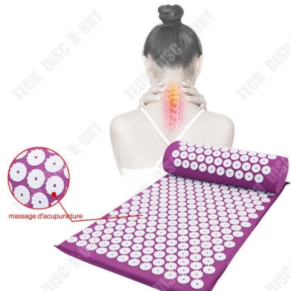TD®-matta med svart akupunkturmassagekudde Yogamatta Akupunkturmassagematta, kan lindra ryggsmärtor