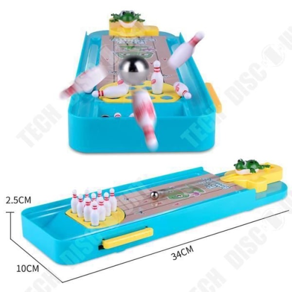 TD® Mini Bowling Game - Brädspel för barn - Bowling med 10 delar + 2 bollar - Interactive Educational Frog Launcher Game Kit