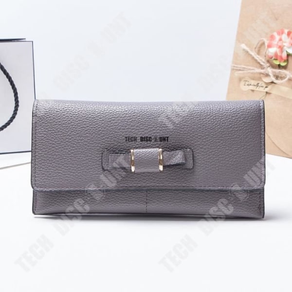 TD® Damplånbok fluga Dragkedja Lång myntväska Multifunktionskorthållare Taupe Färg Knot Fin finish