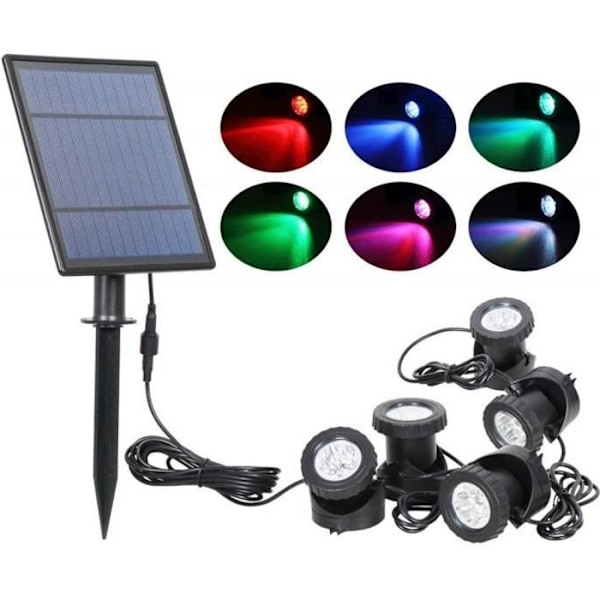 Set med 5 utomhus LED solar spotlights - Märke - Modell - Justerbar vinkel - RGB färg - Vattentät IP65