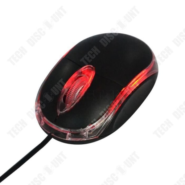 TD® Wired Mouse Transparent Infällbar Ergonomisk Upplyst med LED Optisk USB-hjulmus för PC Bärbar dator Svart