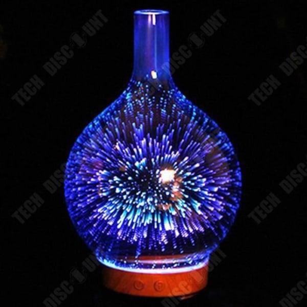 TD® Glas Aroma Diffuser Färgglad LED Ljusgradient Aroma Luftfuktare Träkornsbas