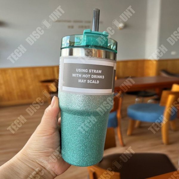 TD® kaffekopp 20oZ dubbellagers rostfri glasskopp med sugrör för kaffe, mjölk och te