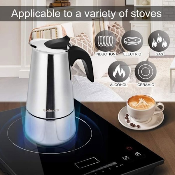 Moka kaffemaskine til hele bønner, køkkenudstyr, kaffe, te, kaffe med mælk, solid design, grå farve