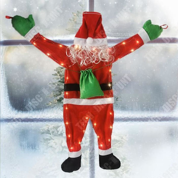 TD® Velvet Santa Claus klätterväggsdekoration, självlysande hängande kläder, julklapp, julgrinchhänge