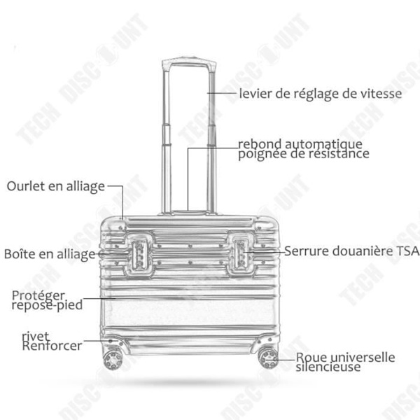 TD® 16 tommer business bagage aluminium ramme trolley kuffert hjul universel rejse hård etui computer boarding etui
